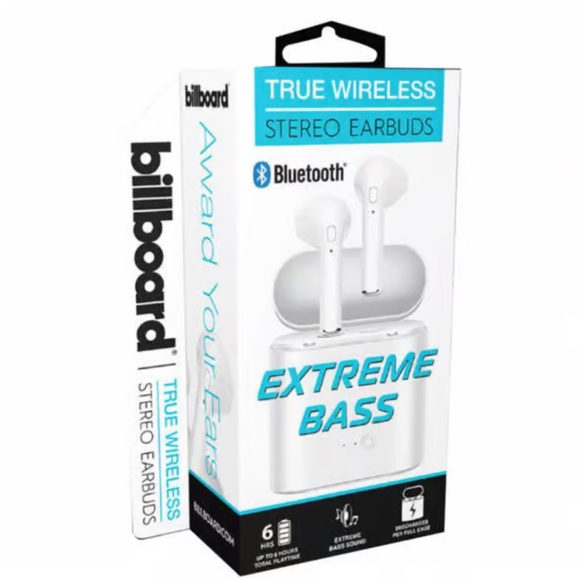 Billboard Bluetooth True Wireless Stereo Earbuds With Charging Case - SEALED BOX - Picture 1 of 5